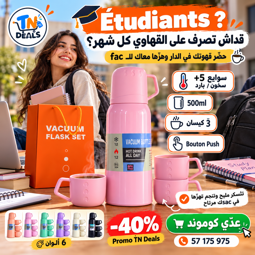 Coffret Thermos 500 ml + 3 tasses