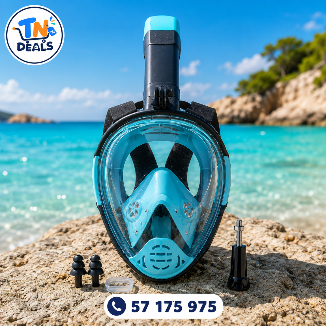ماسك غوص كامل للوجه 180° مع حامل كاميرا 🌊